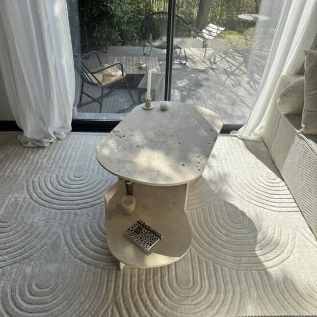Oval coffee table duo travertine