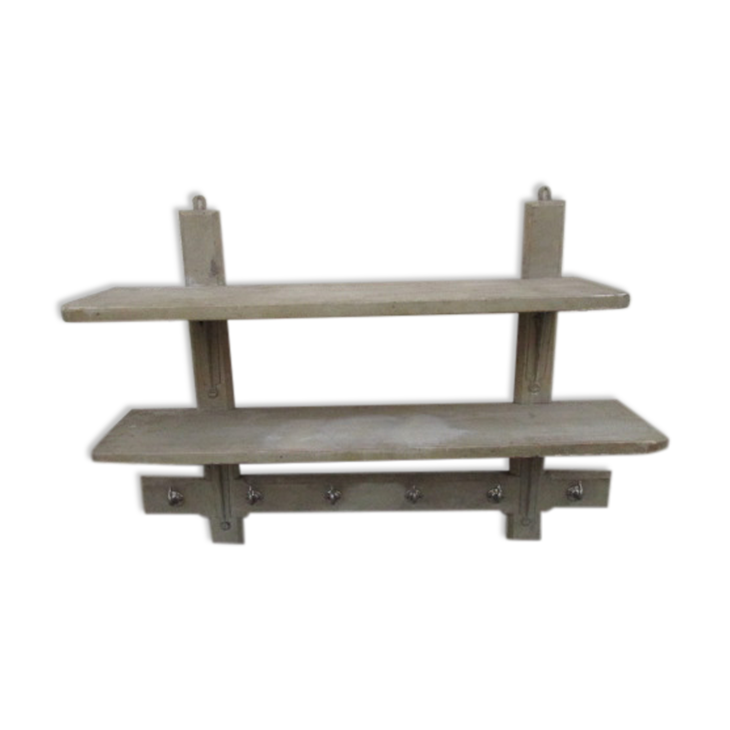 Old wall workshop shelf with coat rack