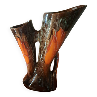 Vallauris style double ceramic vase