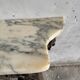 Victorian half-moon console table in brown metal with white veined marble top