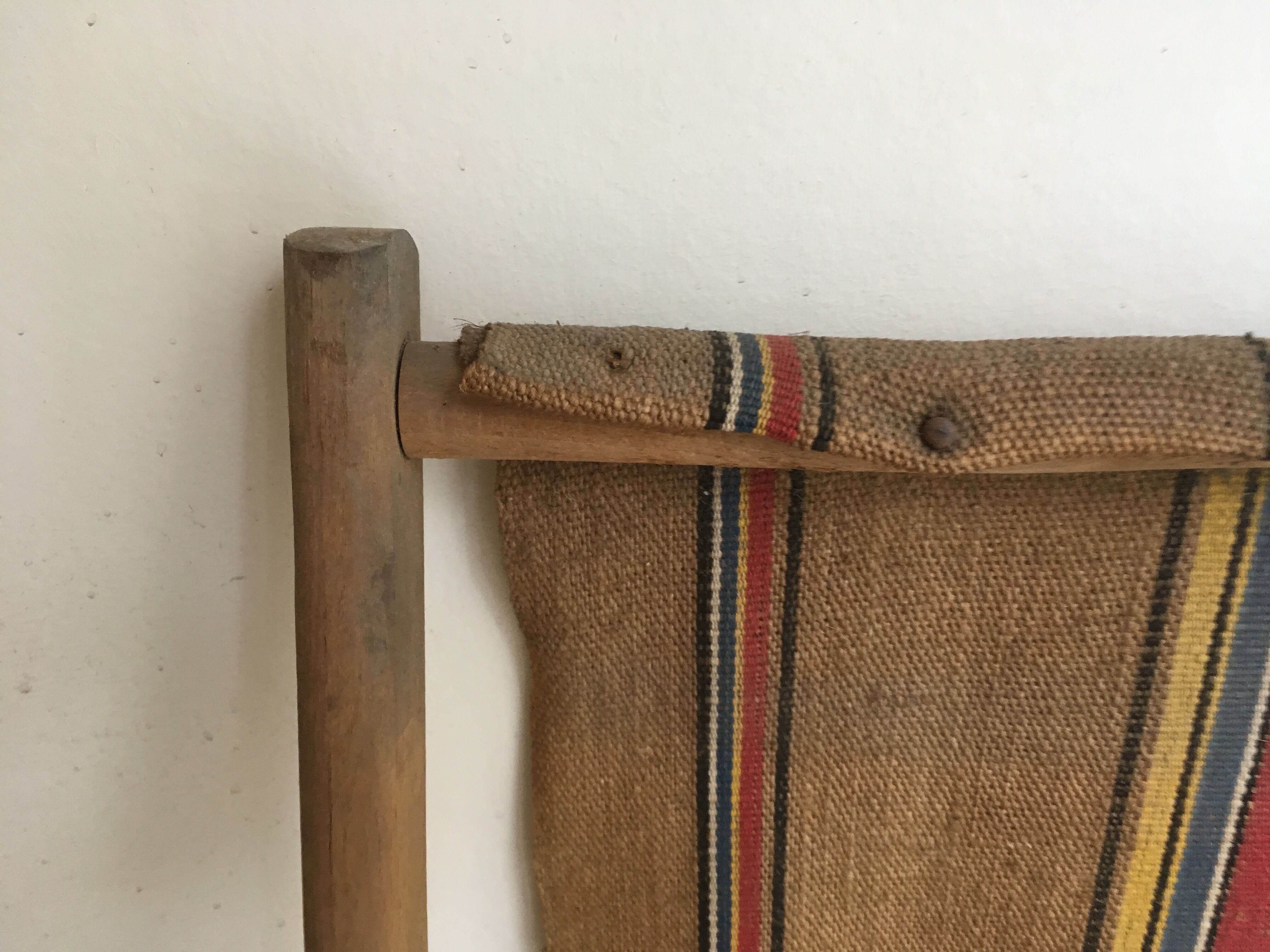 Paire de transats fin 1950 en toile de jute d'origine