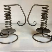 Pair of Bouillot-style spiral spring candlesticks