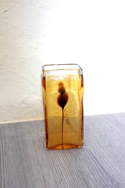 Vintage amber bubble glass vase from the 1960s, Scandinavian.