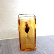 Vintage amber bubble glass vase from the 1960s, Scandinavian.