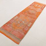 3x11 Coral Orange Bohemian Hallway Runner Rug, Rug For Hallway, 93x325 Cm