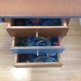 Desk teak feet compass