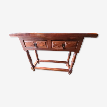 Console en bois deux tiroirs