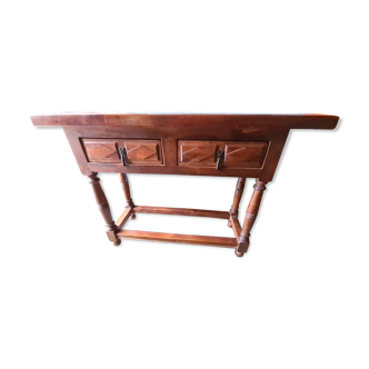 Console en bois deux tiroirs