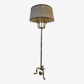 Louis XV style bronze tripod floor lamp
