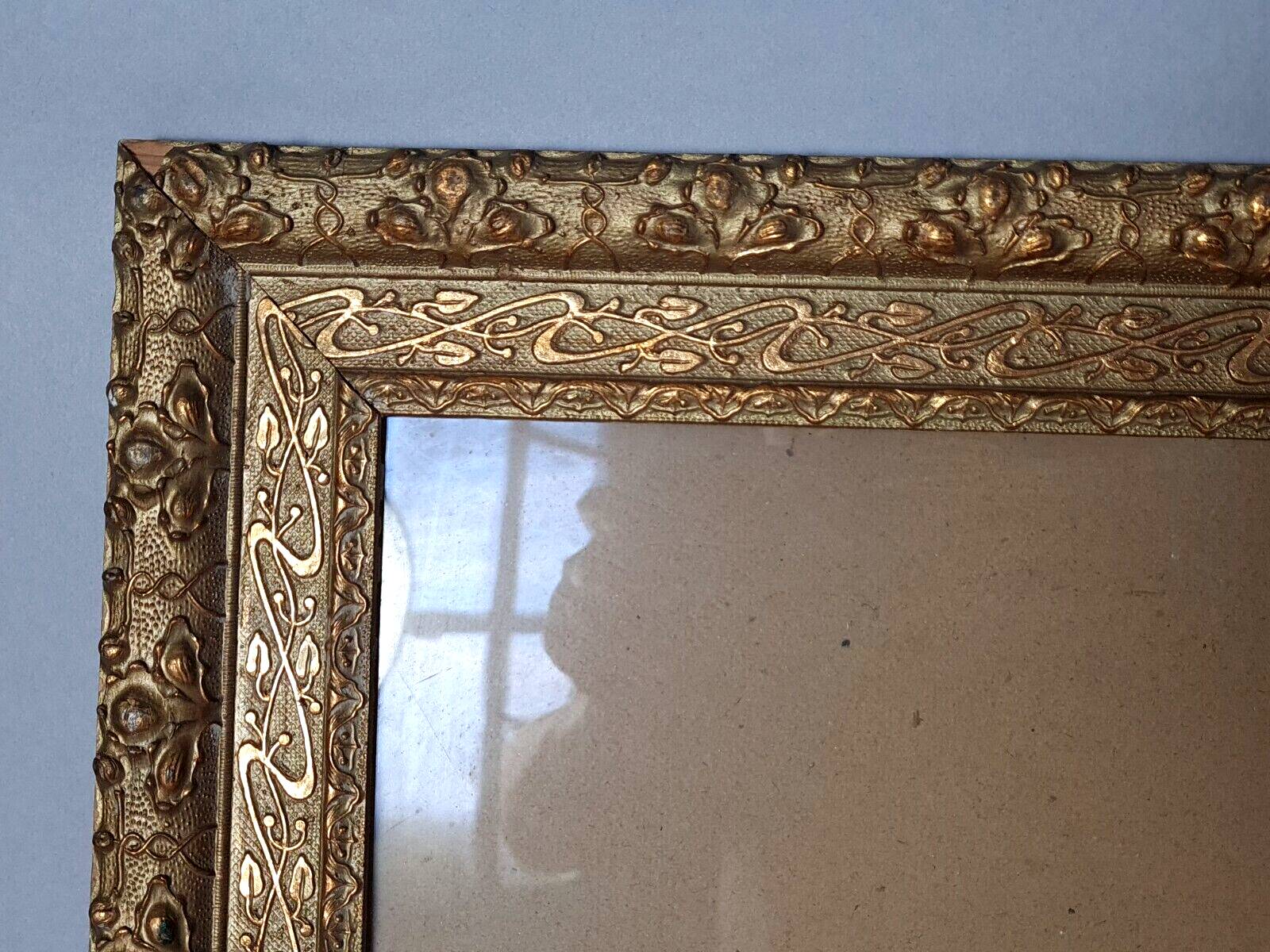 Old frame Art Nouveau décor wood stucco 51x41 foliage 40x30 cm