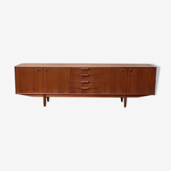 Enfilade vintage scandinave de 2,50 m en teck années 1960