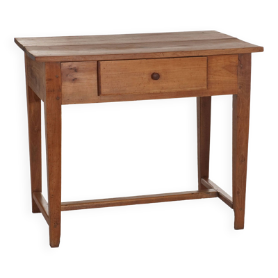Table rustique en merisier avec tiroir du 19eme