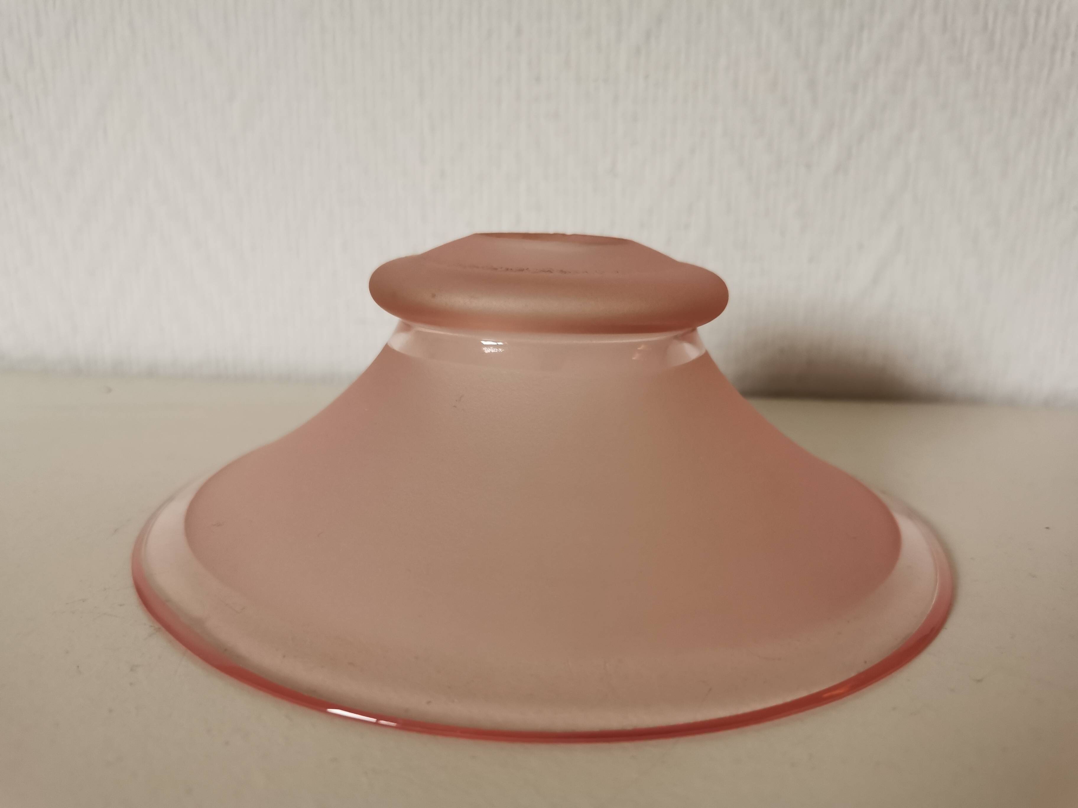 small pink lampshade in pink granite glass from the 50s