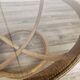 Table basse ronde vintage en bambou et verre fumé
