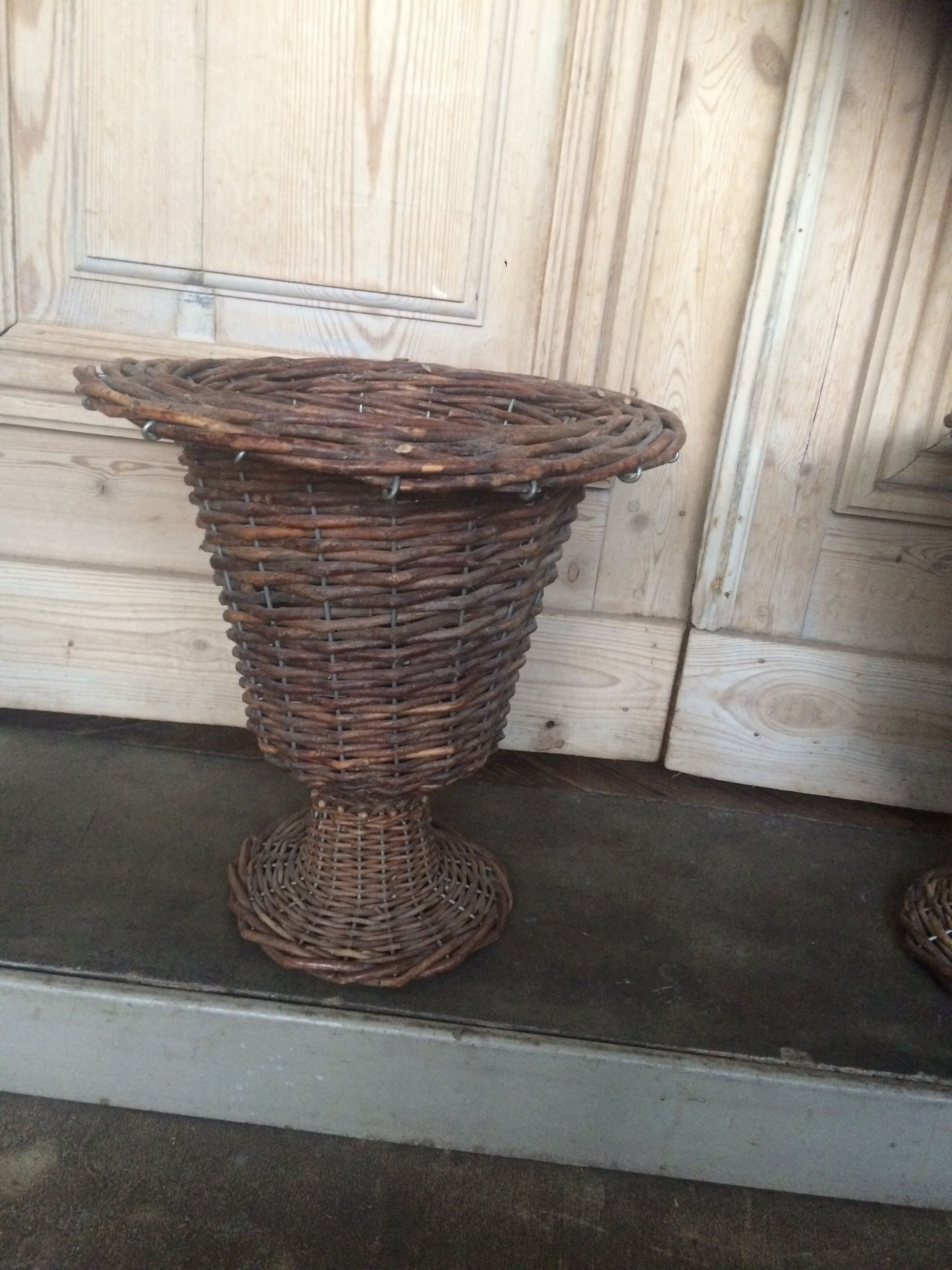PAIR OF CACHE POTS/ VASES MEDICIS IN VINTAGE WICKER