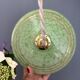Vintage glass pendant light in green and gold from Clichy