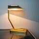 Geometric art deco lamp, brass and smoked glass, Spain, 1970