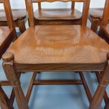Set of 6 vintage brutalist chairs in oak wood from the 60s