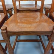 Set of 6 vintage brutalist chairs in oak wood from the 60s