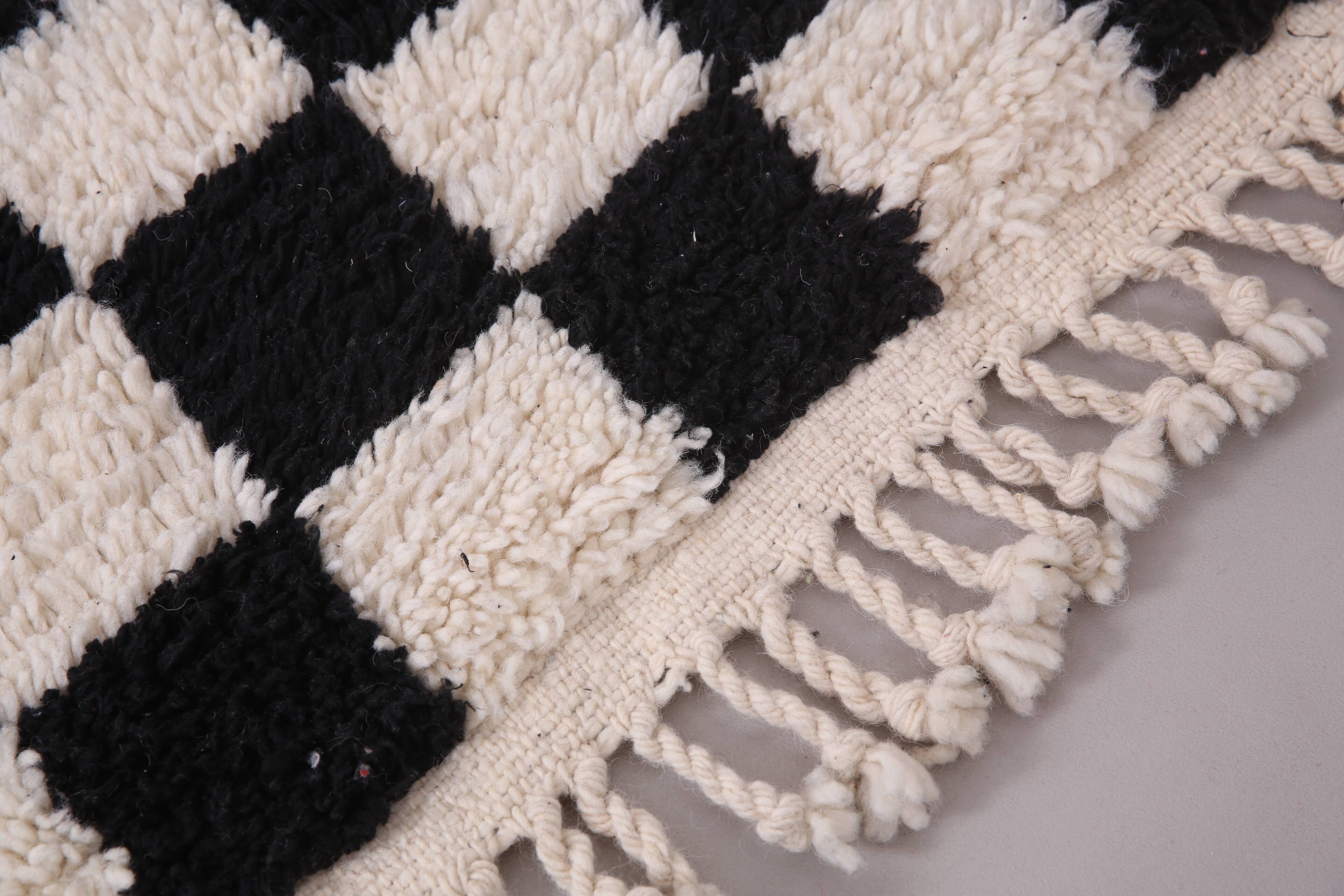 Moroccan Handmade Beni Ourain Rug 95 x 177 cm - Checkered Berber Runner rug