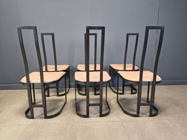 Chaises de salle à manger postmodernes Gastone Rinaldi pour Thema Italie, années 1980 - ensemble de 6