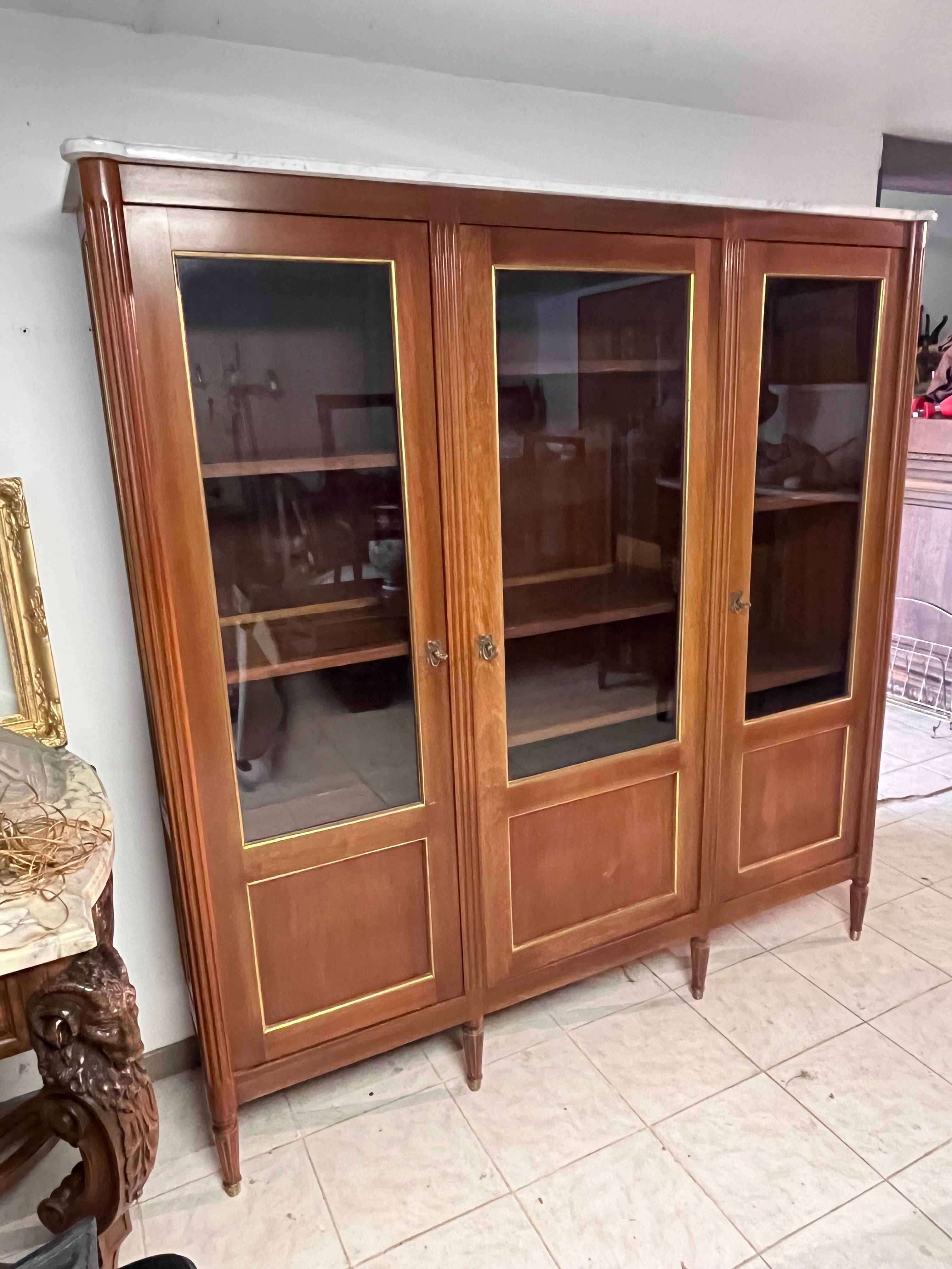 Bibliothèque style Louis XVI acajou 1950