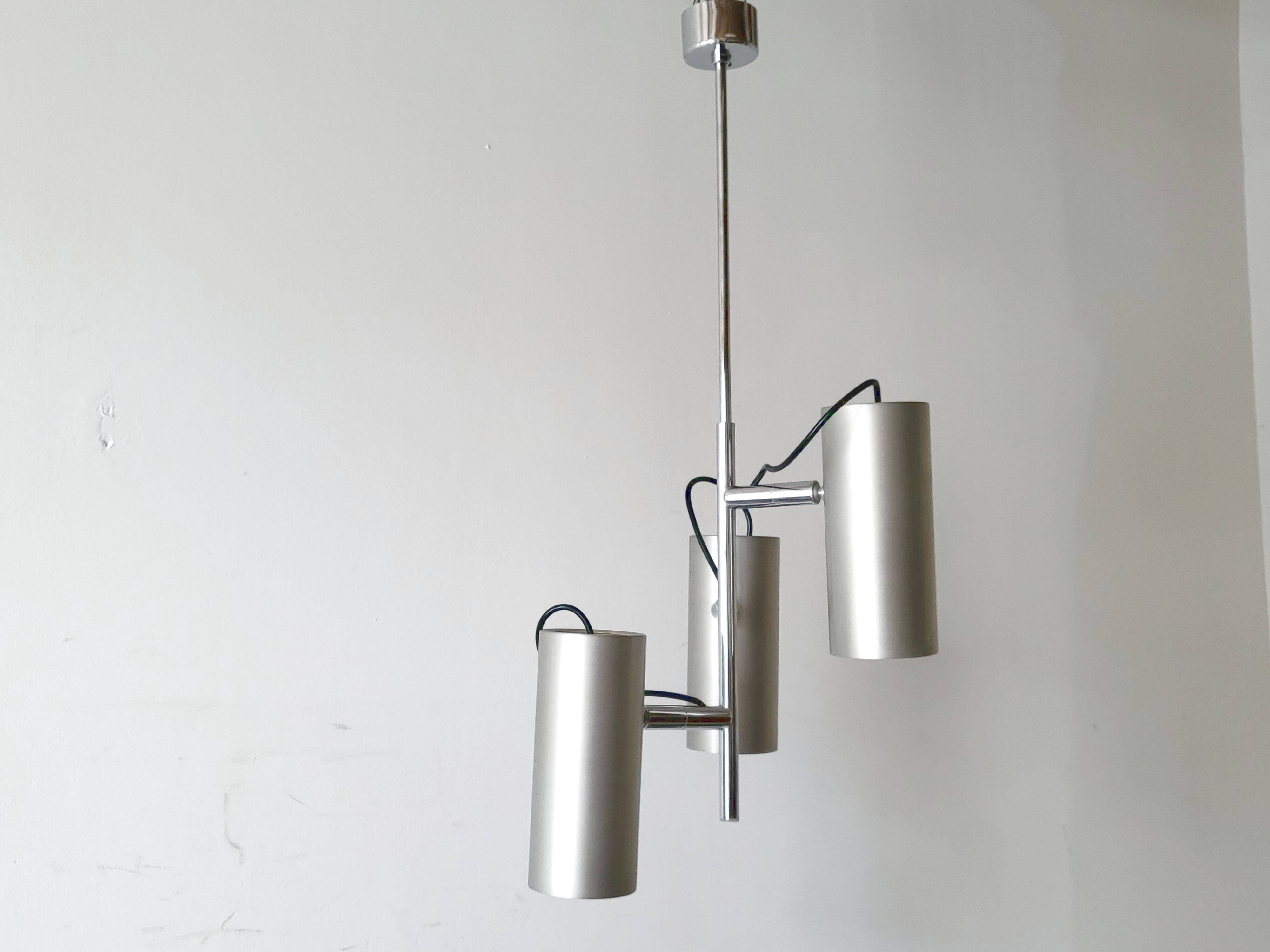 Vintage space age 1970 pendant light in brushed steel