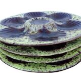Assiettes à huîtres vintage françaises en céramique Vallauris, signées Marius Giuge, lot de quatre