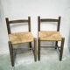 Paire de chaises enfant en bois et paille
