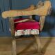 Fauteuil dagobert debut XXe bois sculpte blason neogothique sculpture