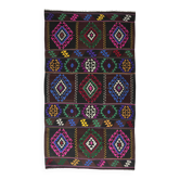 Kilim Turc Yuruk Vintage 217x327 cm Geometrique Bleu Rose