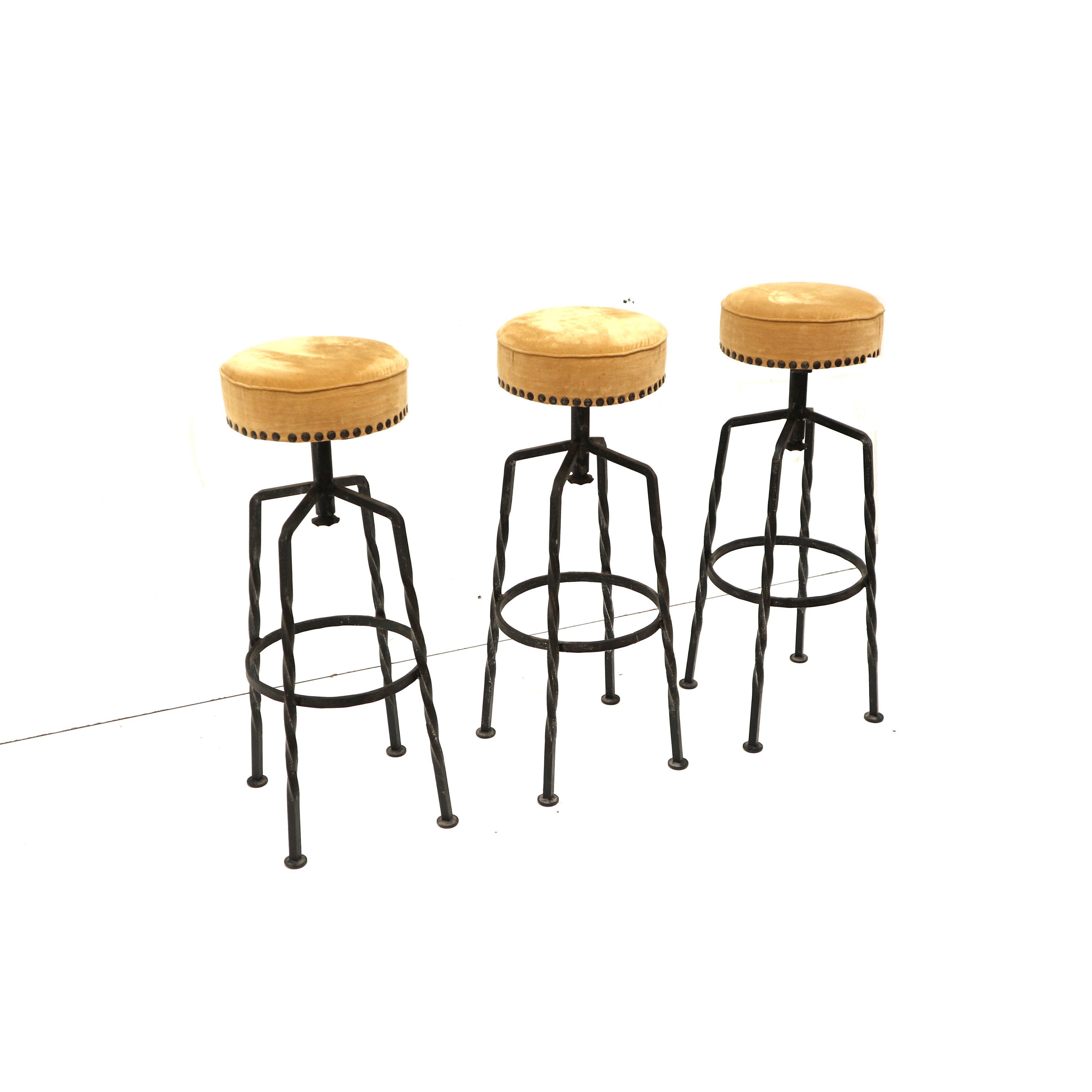 Set of six cast iron bar stools 1970s
