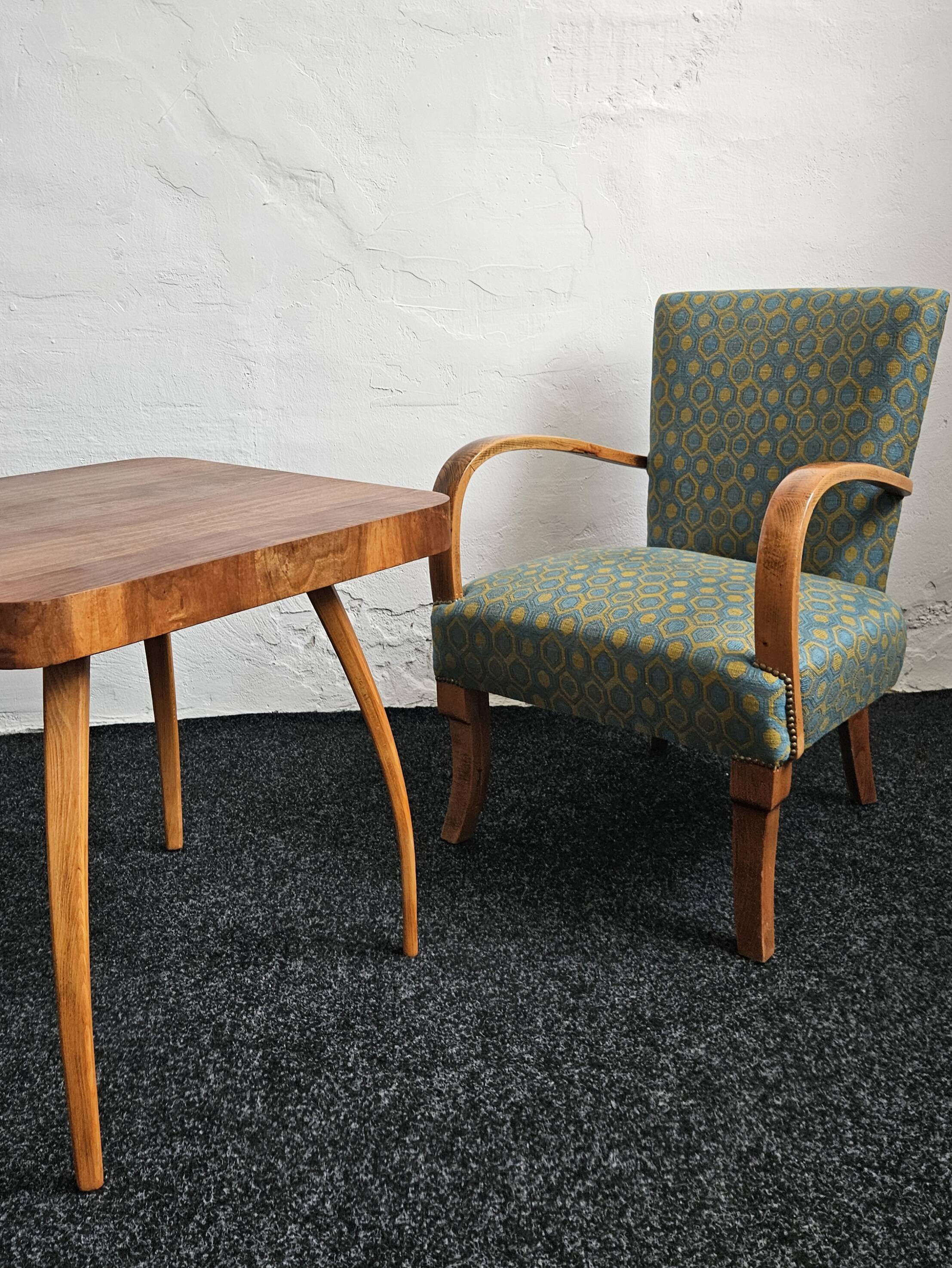 Fauteuils Art Déco et table Spider par Jindrich Halabala, 1940