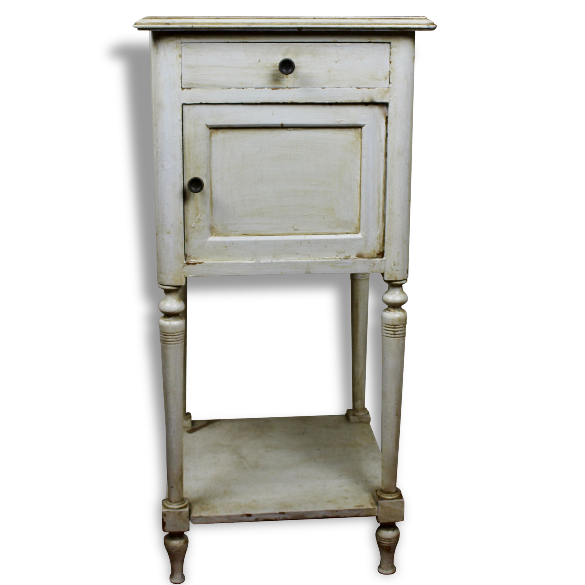 Bedside table old patina to the creamy white English