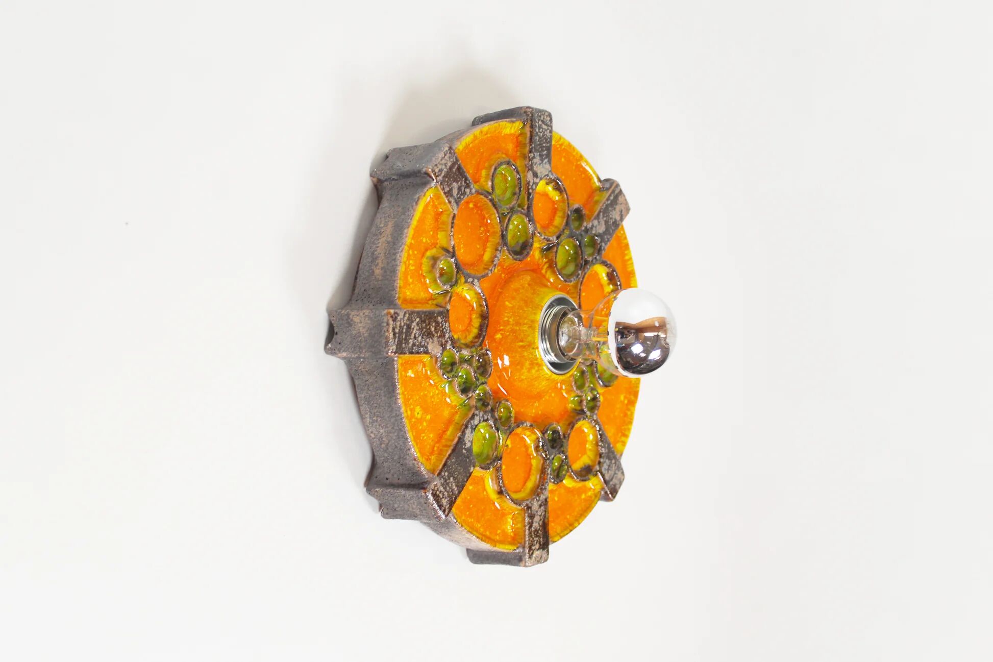 Vintage 1970s ceramic 'Fat Lava' style wall light by Hustadt Leuchten