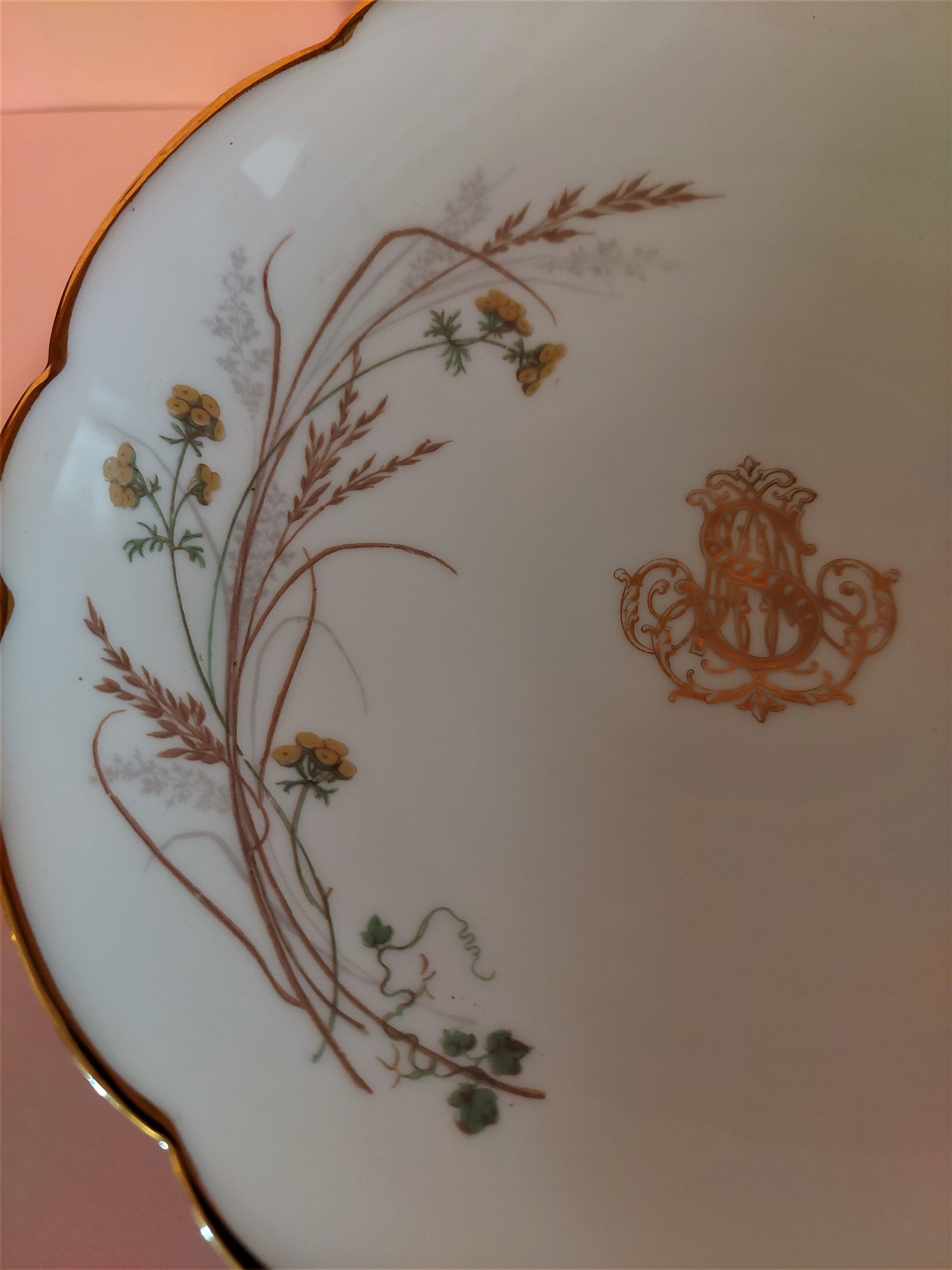 Porcelain compotier monogram gold store of the iron bridge Paris