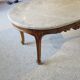 Oval coffee table - carved wood - white veined marble - Regency / Louis XV style