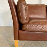 Danish mid-century vintage Mogens Hansen cognac brown leather sofa 60s
