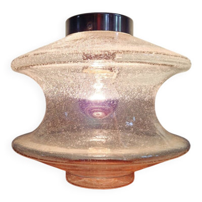 Plafonnier meerpaal en verre bullé transparent, raak amsterdam, 1970