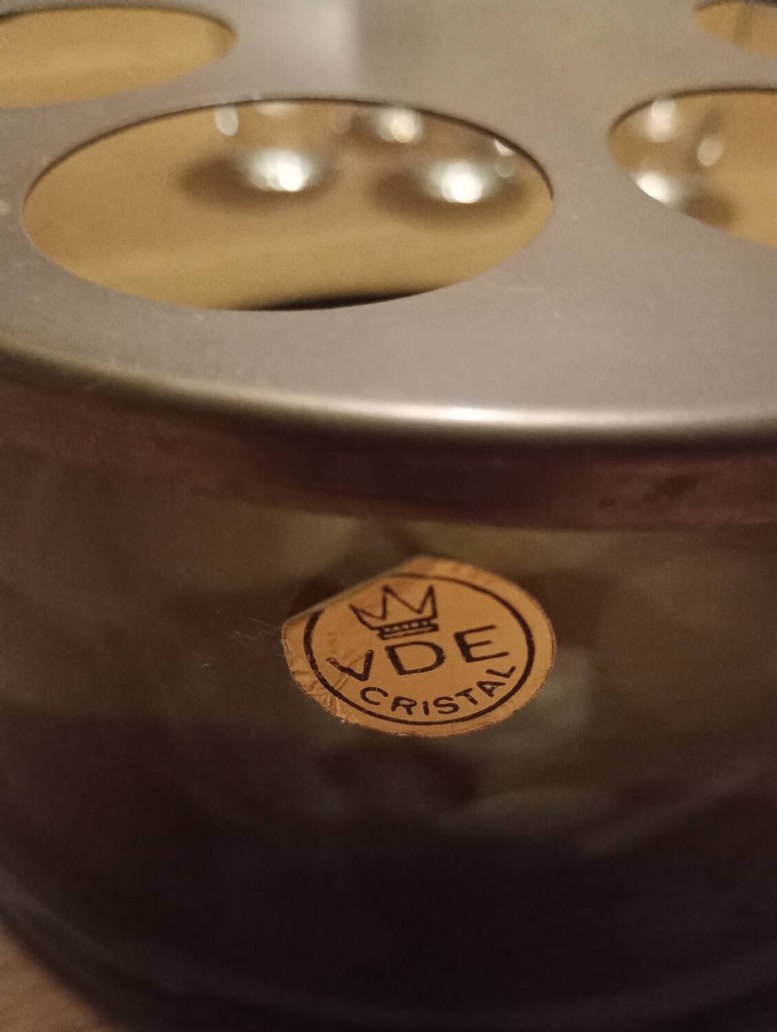 Vintage vodka service in crystal glass and brass, italy 1970s