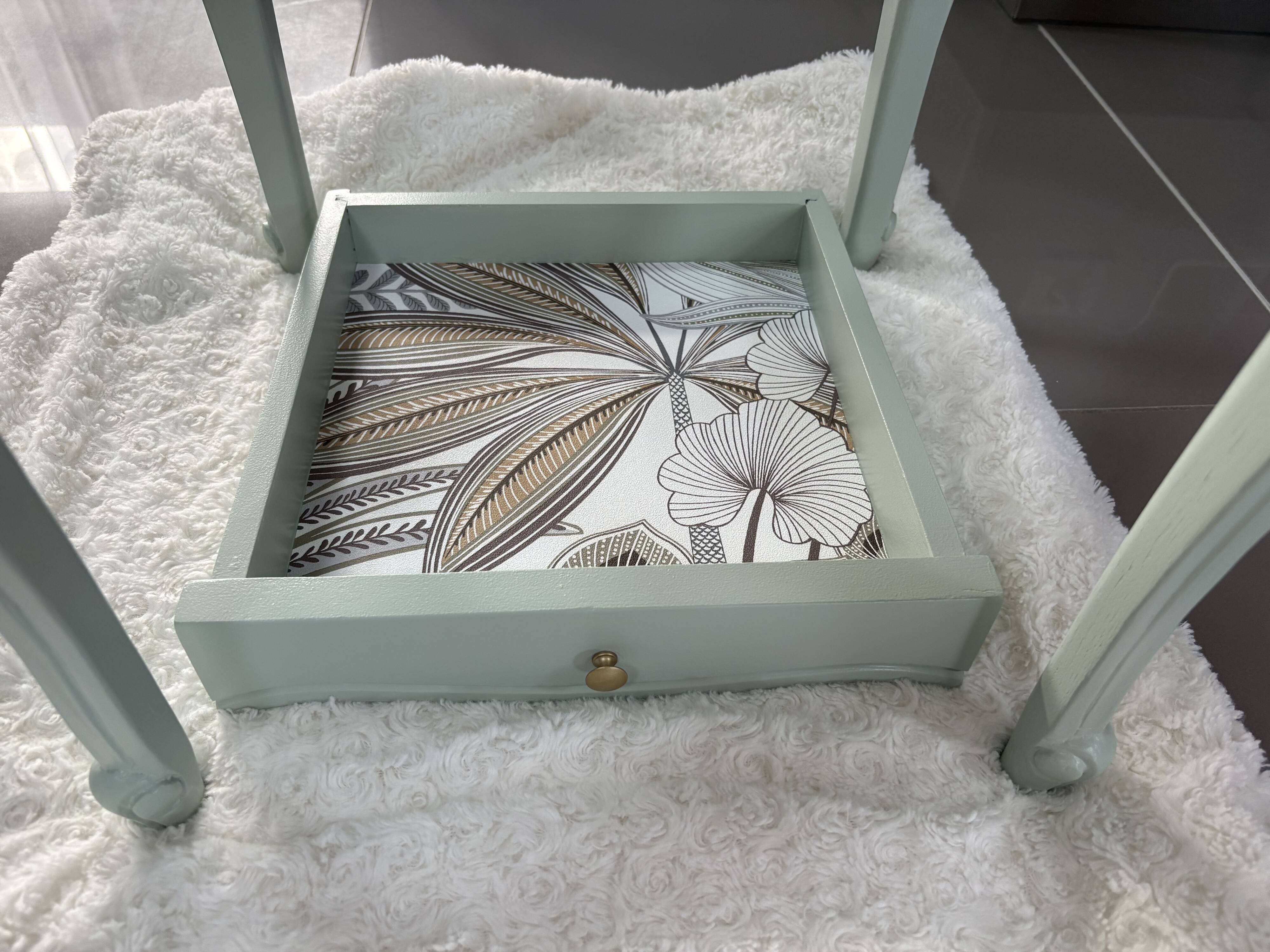 Refurbished bedside table in vintage/country chic style