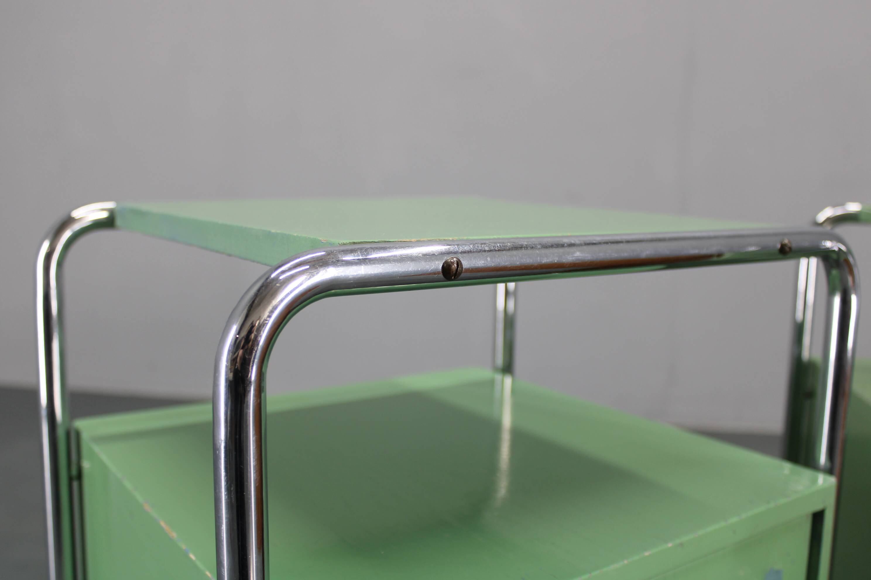 Pair of Bauhaus bedside tables, 1930, Czechoslovakia