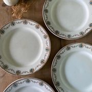 Set of 4 old flat plates in Terre de Fer, Cadiz L&G
