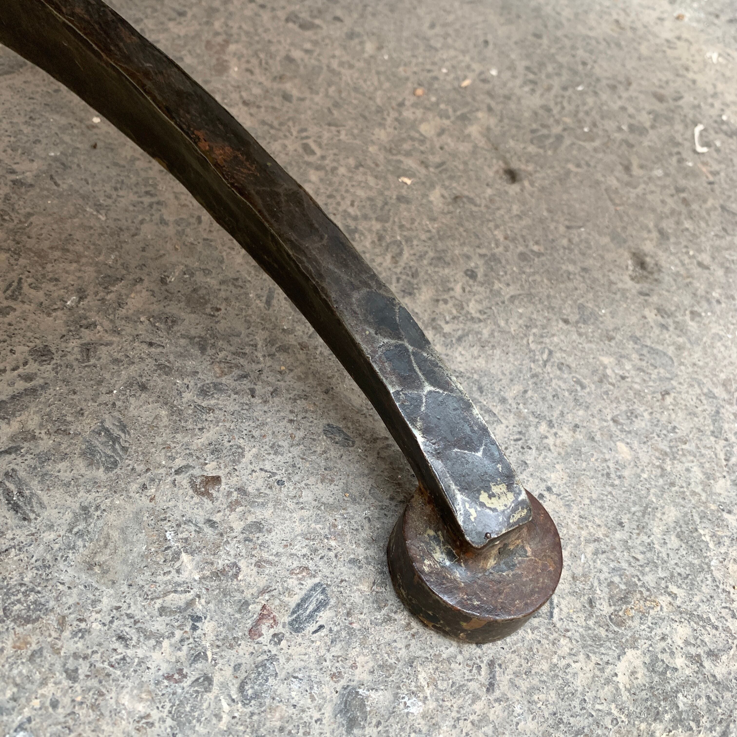 Granite and hammered wrought iron coffee table
