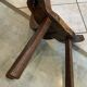 Brutalist tripod chair n1, carved solid wood, antique.