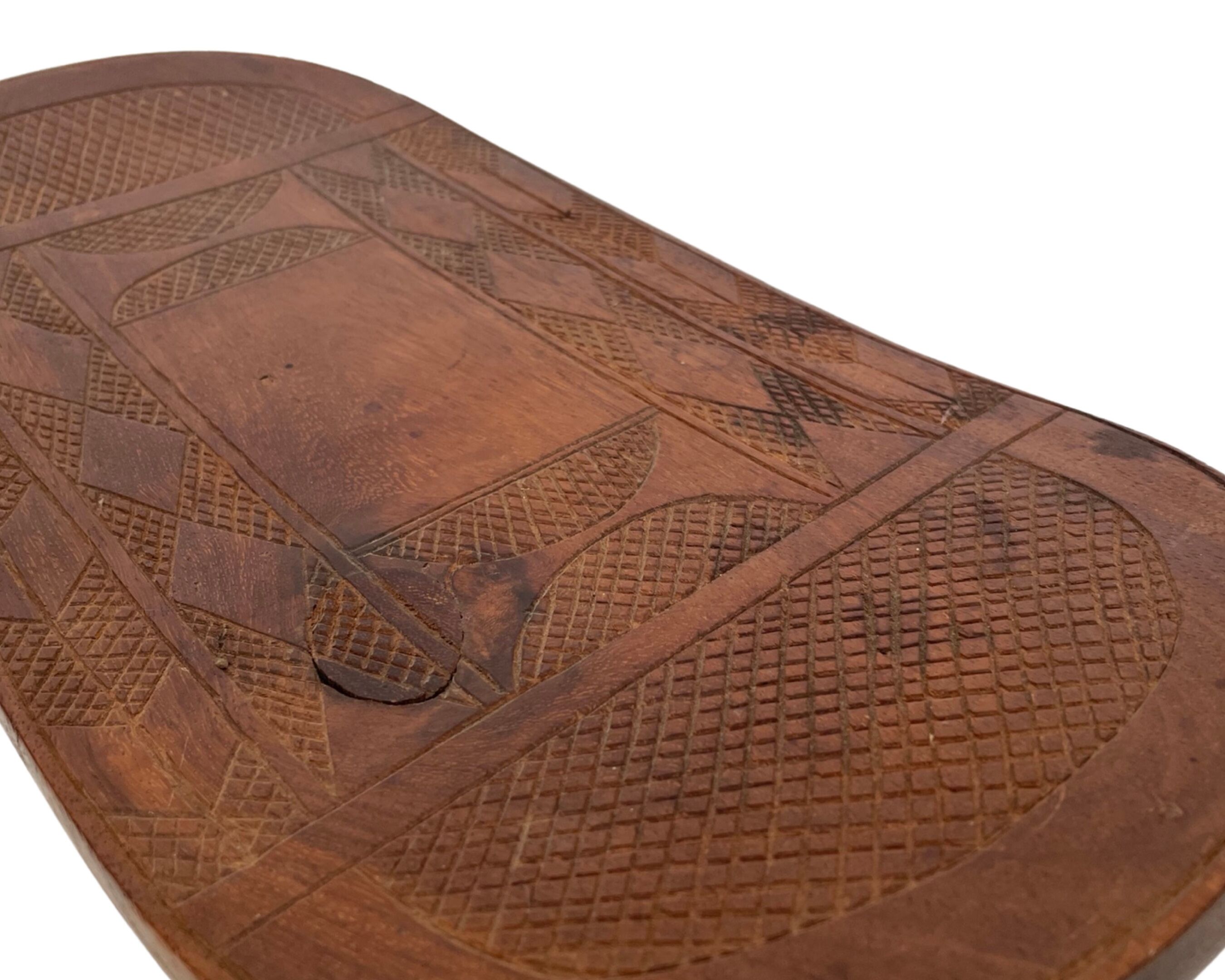 Vintage African hand-carved wooden Senufo stool bench design