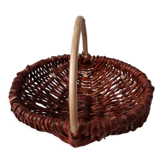 Rattan basket, vintage wood