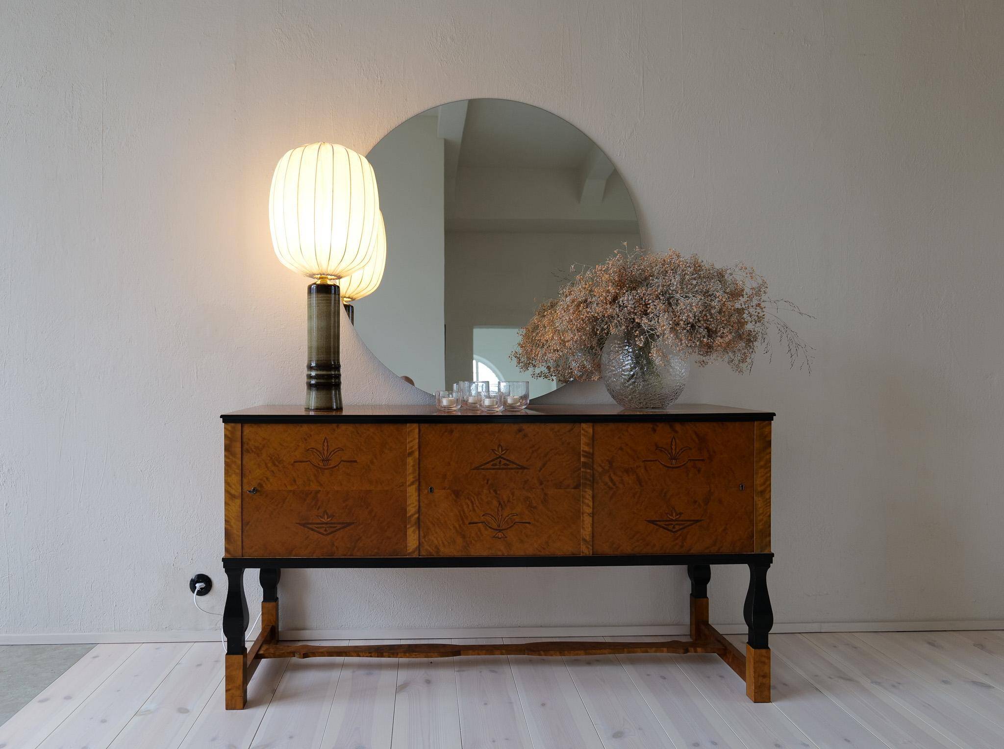 Mid-century modern ceramic table lamp in earthy tones Rörstrand Olle Alberius Sweden