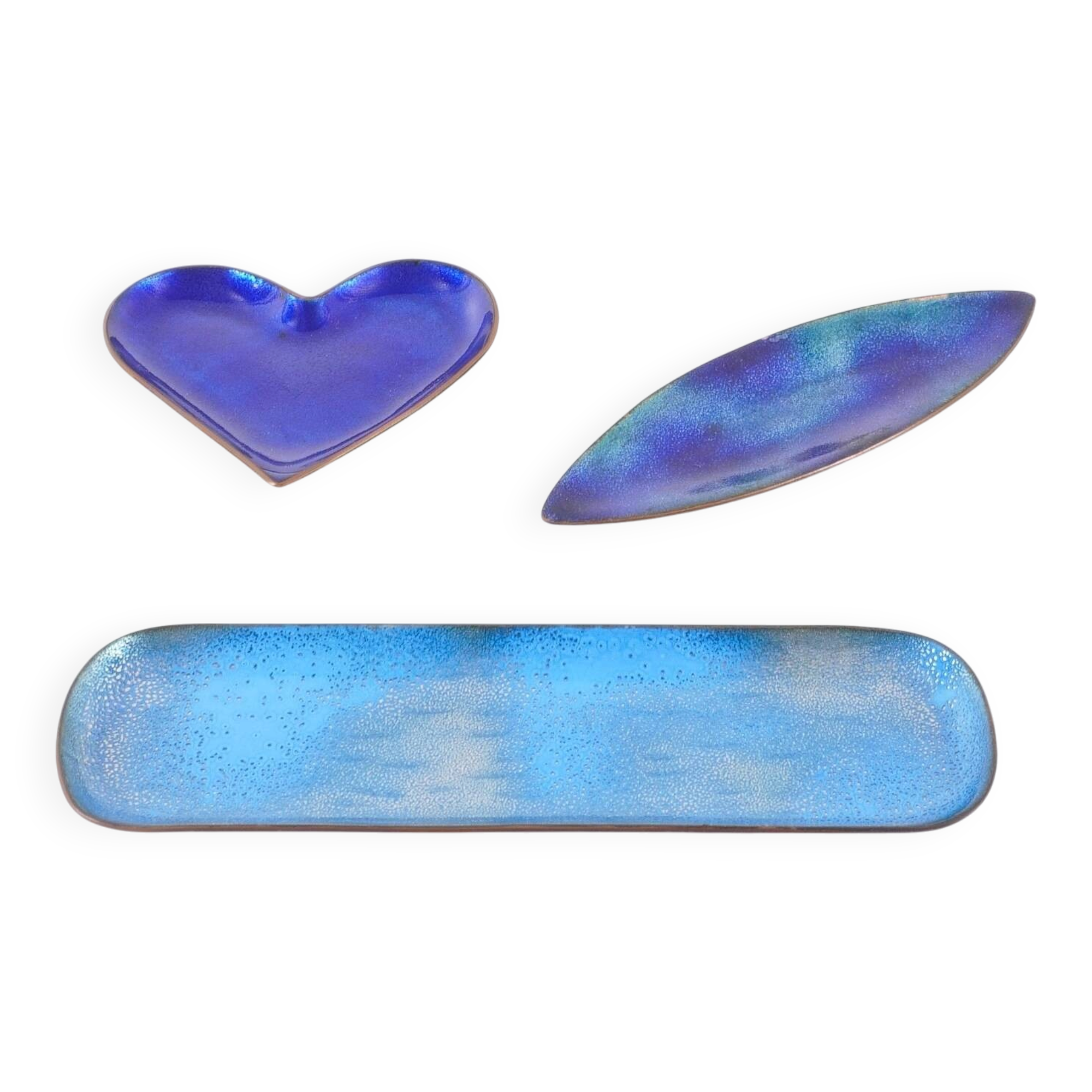 Paolo de poli - set of 3 enamelled copper trays italy, 1960