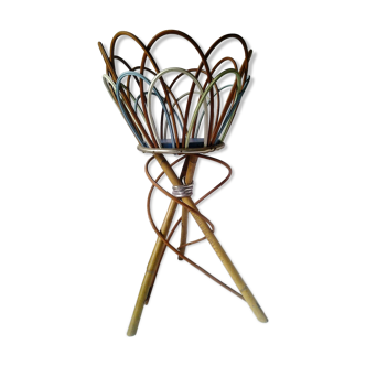 Vintage rattan plant holder